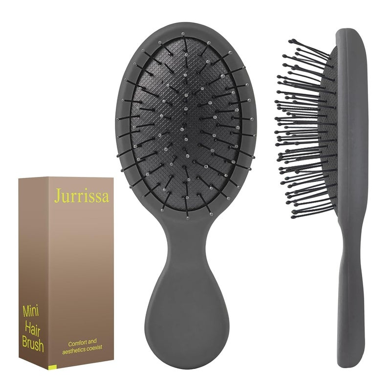 Jurrissa Mini Hair Bursh for Kids Women and Men, Protable Travel Size Hair Brush for Pockets Purse backpack,Mini Detangler Brush for All Hair Types, Small Hair Brush for Detangling(1 Pack-Black) - Image 1